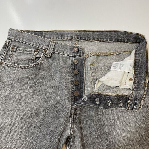 Levis 501 Denim Jeans Mens 34x30 Black Straight Leg Button Fly Red Tab Classic - Picture 8 of 11